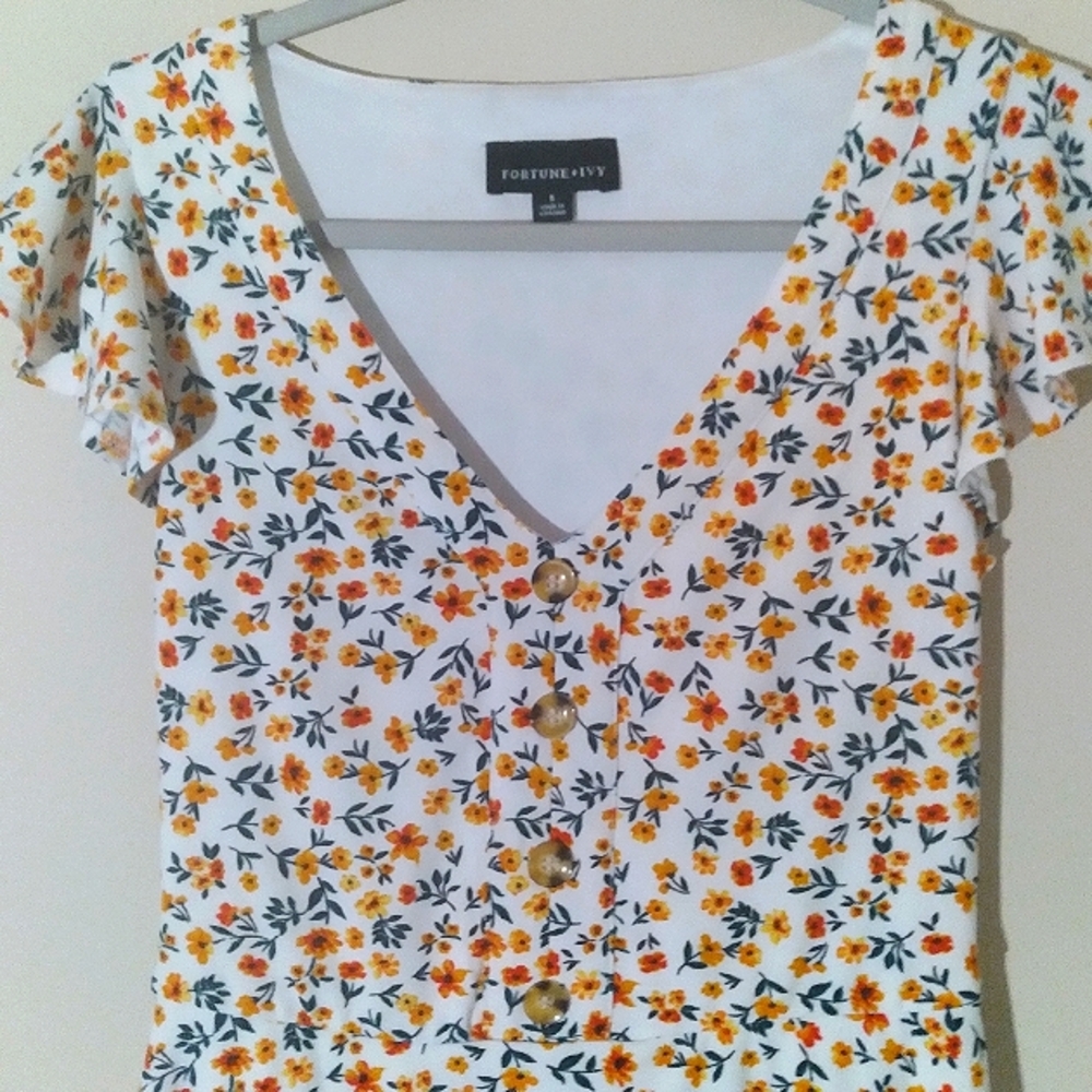 Fortune and Ivy Floral Ditsy Print VNeck Cottagecore Prairie Cowgirl Dress Small